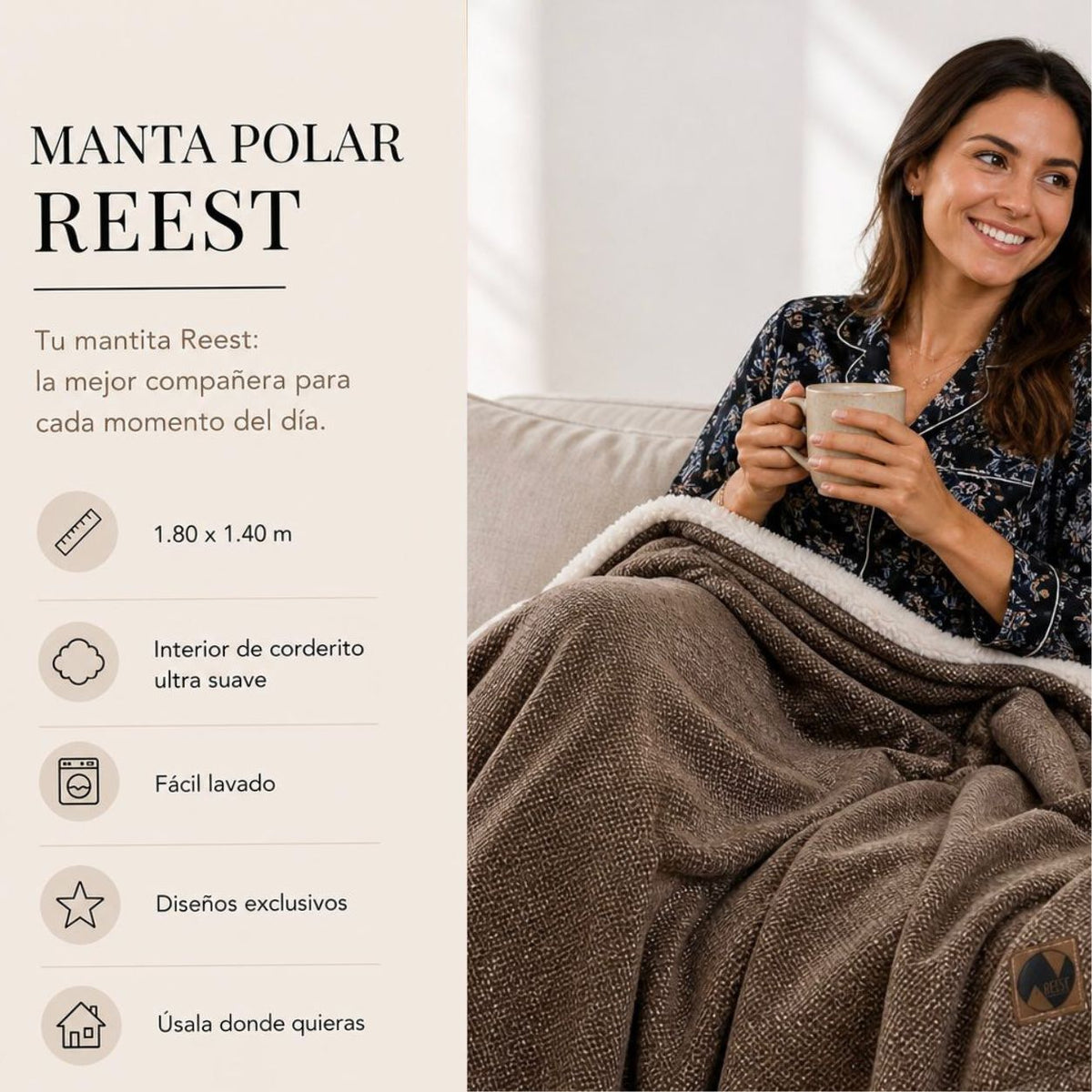 Manta Corderito Café Lanilla