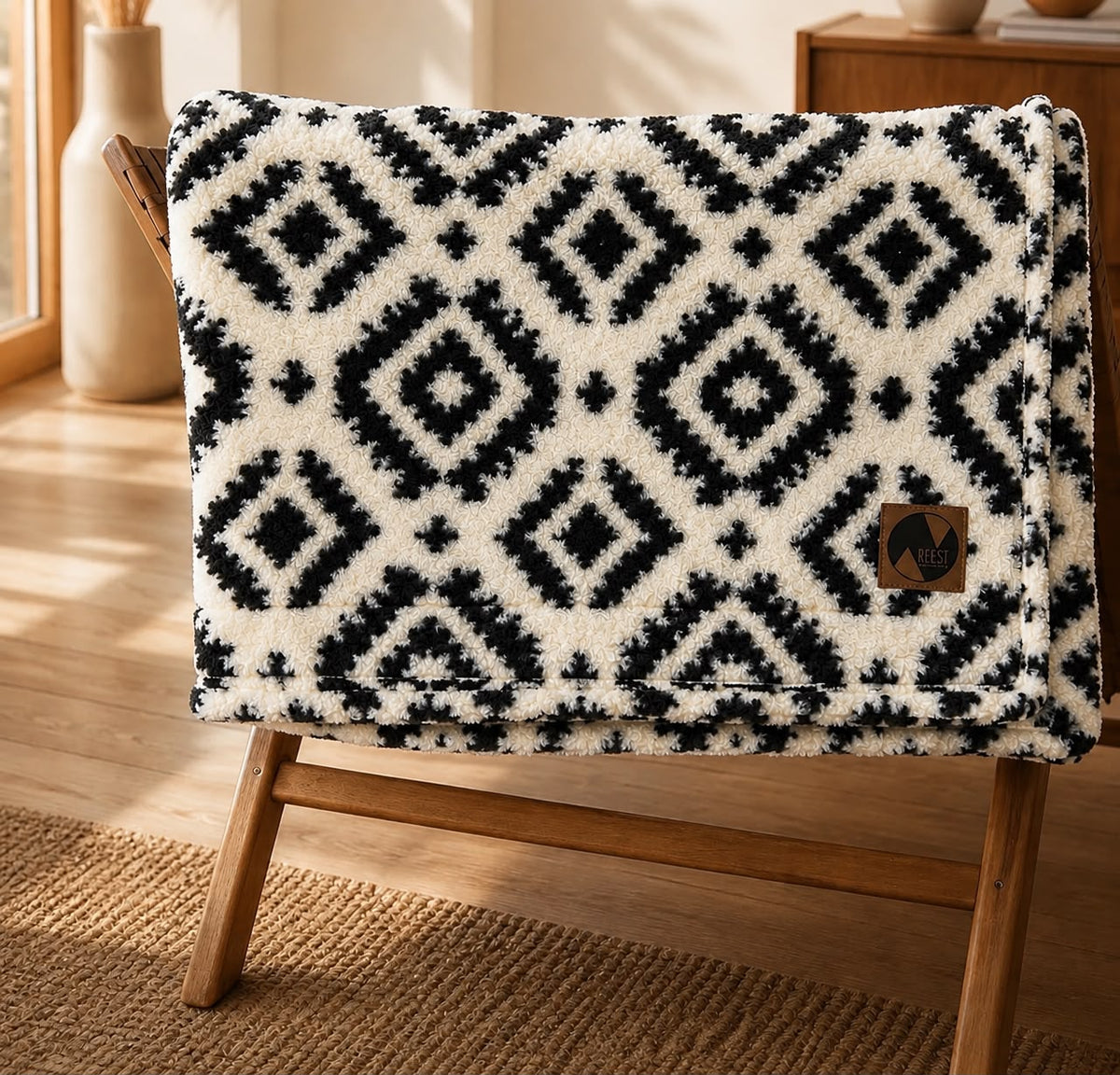 Manta Corderito Boucle Black & White