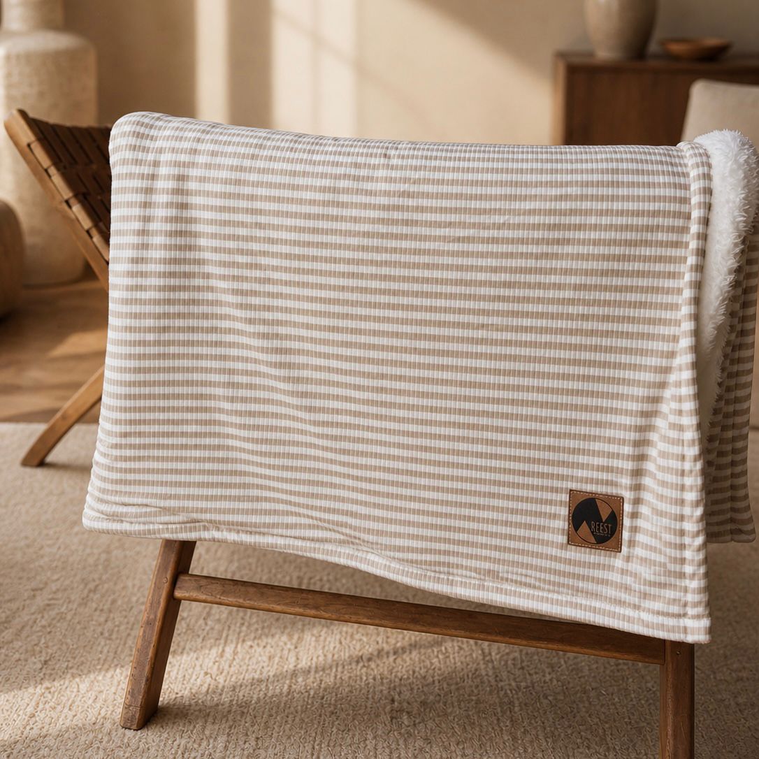 Manta Corderito Beige Lineas