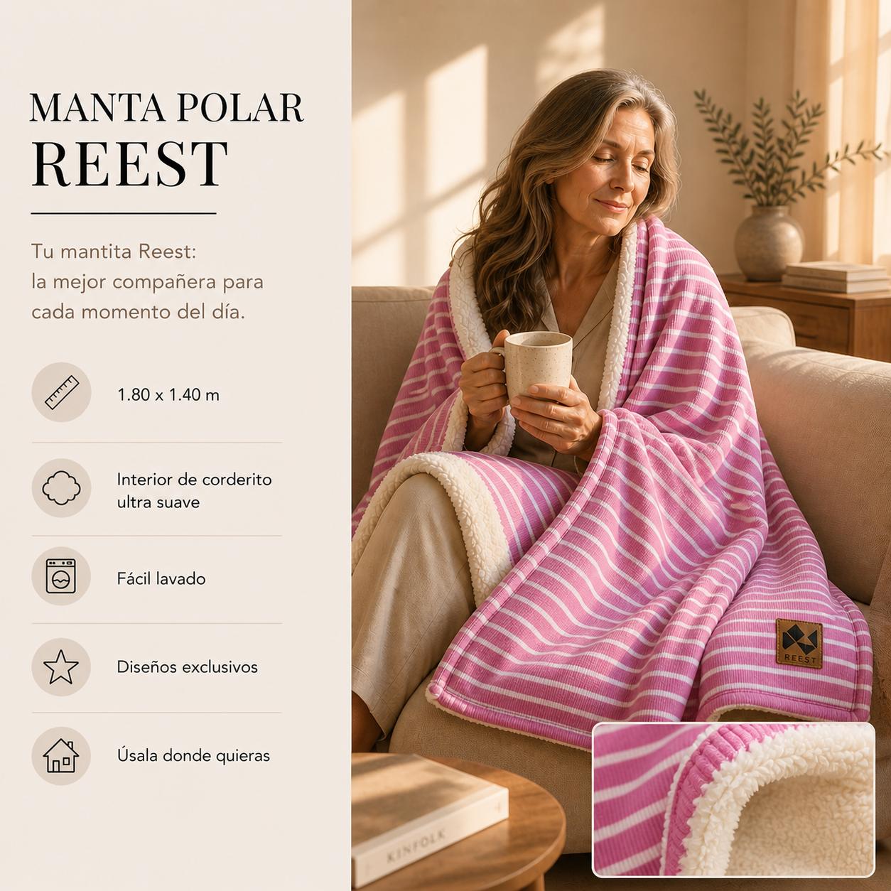 Manta Corderito Rosa Lineas