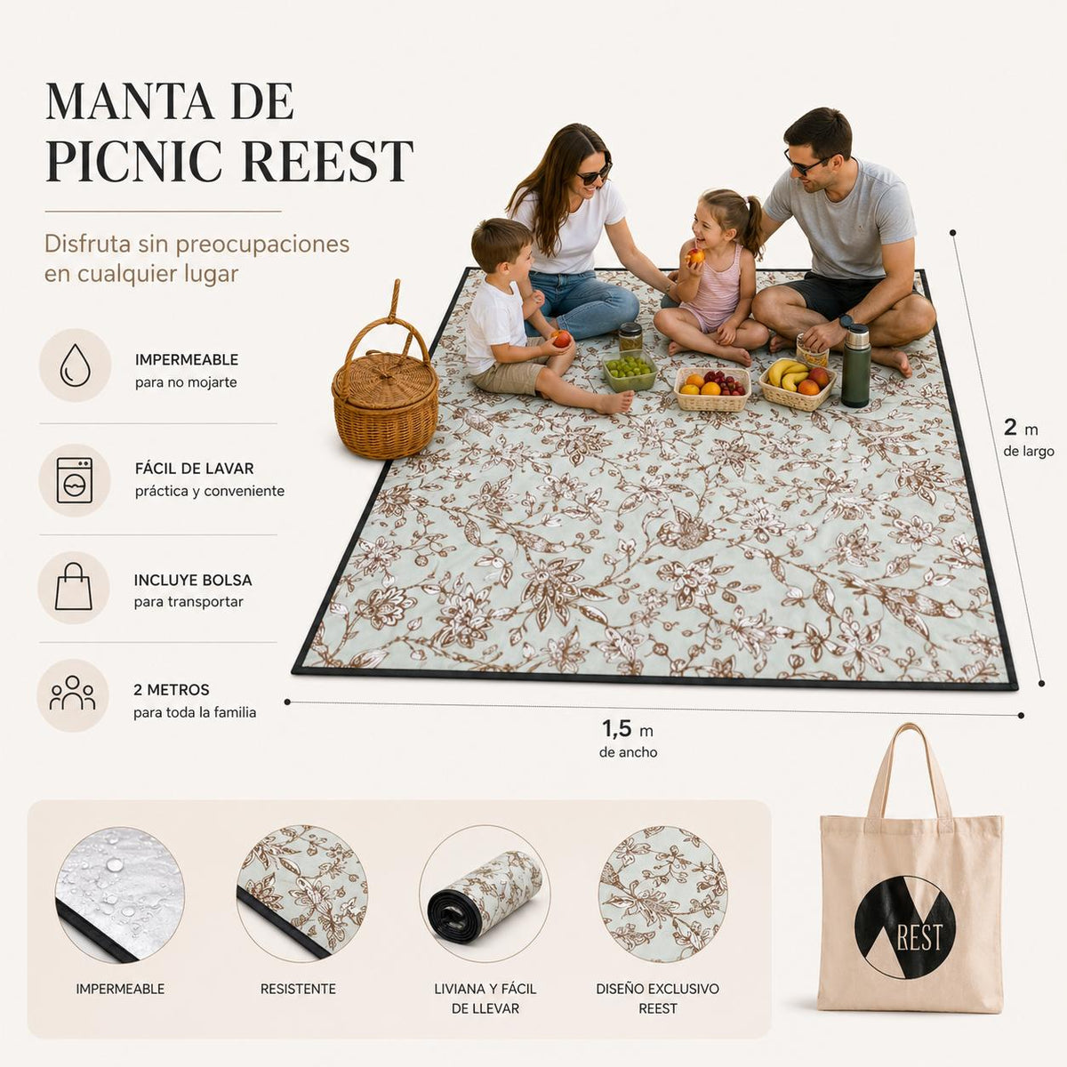 MANTA PICNIC PÁJARO